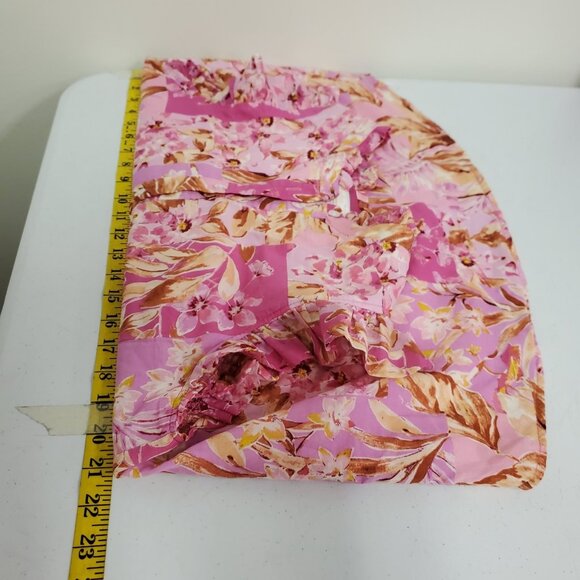 Boho 72 Boutique Womens Floral Patchwork Print Top Size S Pink Ruffle Gypsy - Picture 7 of 11